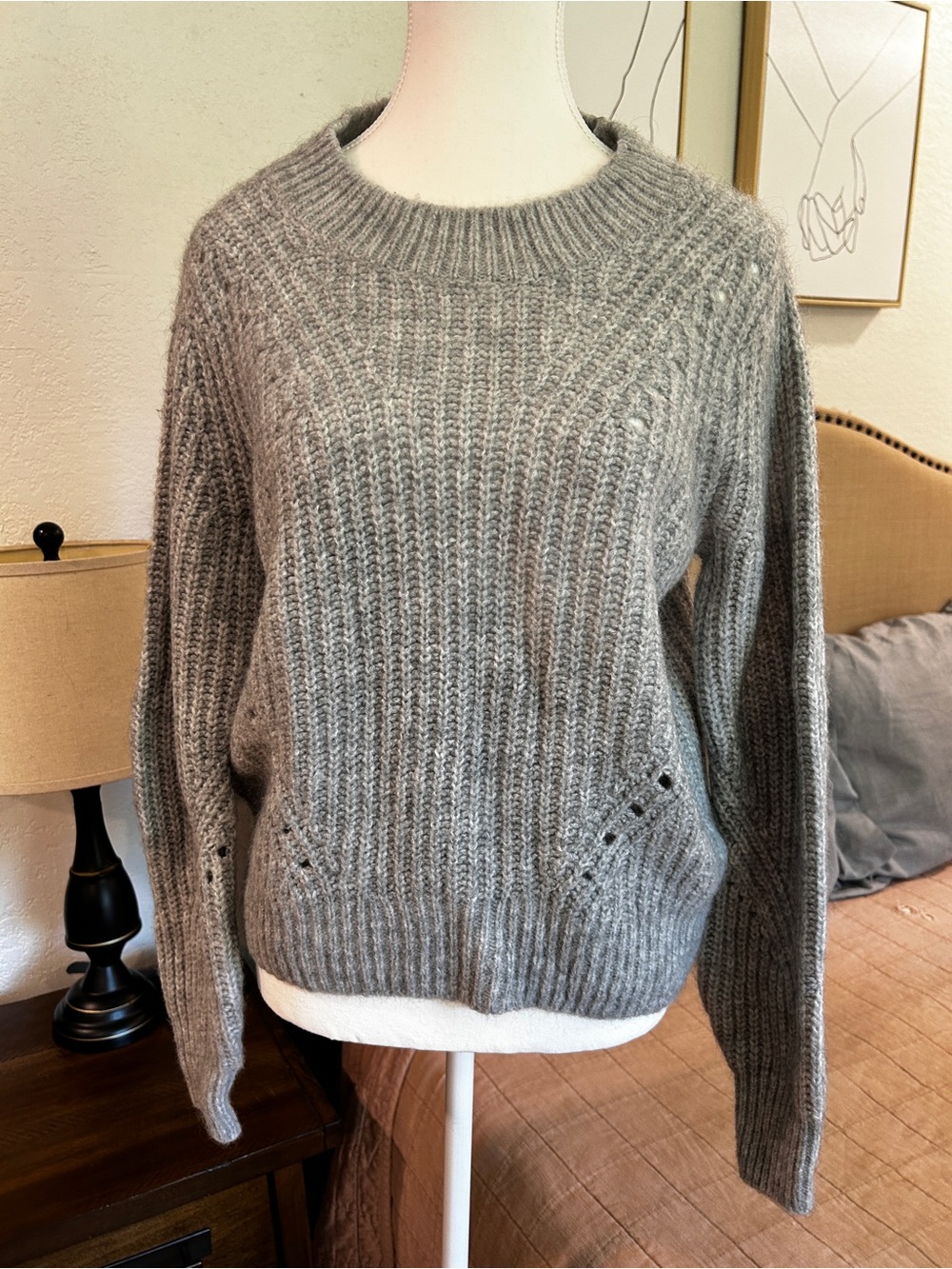 GAP Light Gray Ribbed Crewneck Sweater